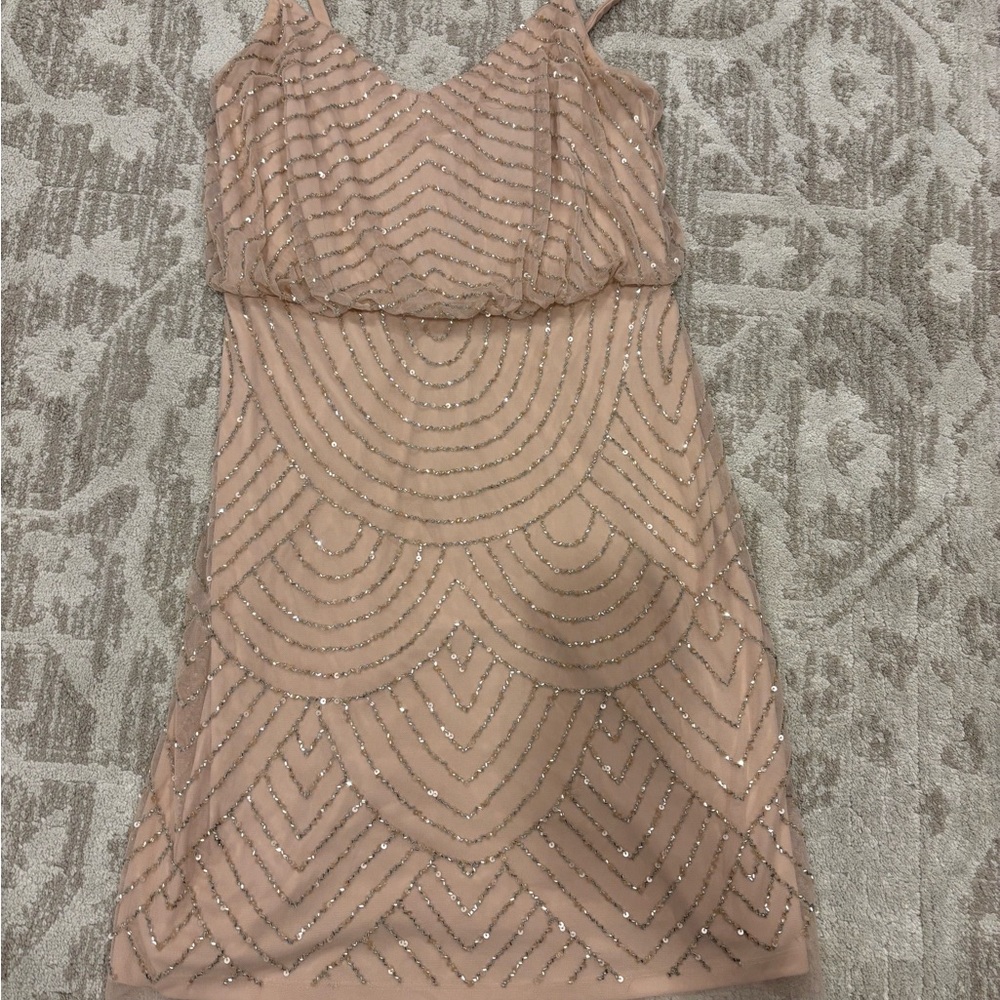 Adrianna Papell Pink Sheath Mini Dress Scoop Neck Sleeveless